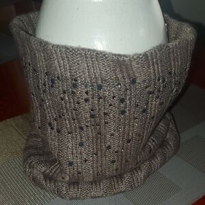 NNT C.C Elegant Brown Knit Scarf with Embellishments 100% Acrylic